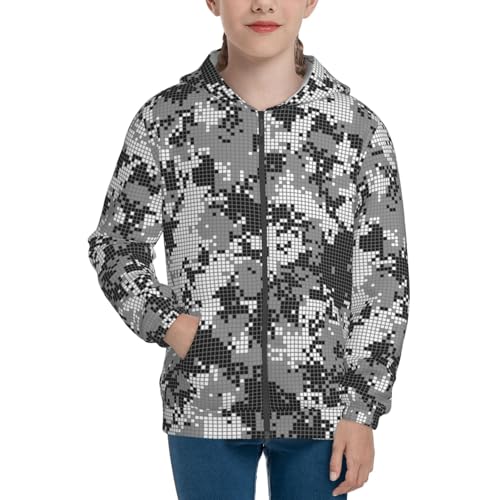 Camouflage Pattern Kids Pullover Hoodies Boys Zip Up Sweatshirts Girls Athletic Clothes with Pocket3