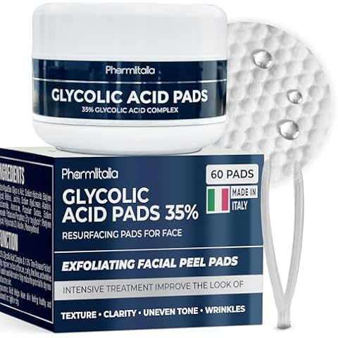 Glycolic Acid Pads for Face - 35% Glycolic Acid Resurfacing Peel Pads for Smoother Skin - Exfoliating Pads for Face and Body - Toner Pads for Dark Spots, Fine Lines and Wrinkles - 60 Pads Cover