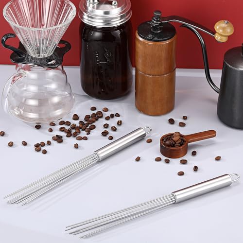 Image of Baderke 2 Pcs Barista Whisk Tool 11.5 Inch Long Handle 10 Needles Stirrer