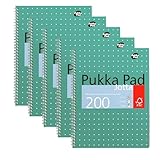 Pukka Pad, A4 Metallic Jotta Book 5 Pack – 21 x 30cm – Wirebound Notebook with 8mm Lines and 80GSM Paper – Features 4-Hole Punch Margins and Perforated Edges - 200 Pages, Green