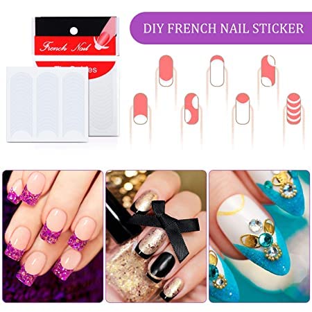 Coslifestore Pack of 25 French Manicure Nail Art Stickers 1
