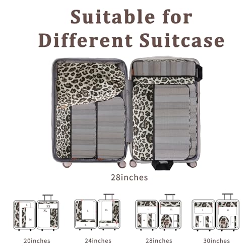 U+U 6 Set Compression Packing Cubes, Travel Organizers (Leopard) - image 7