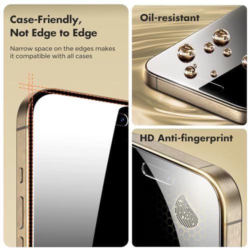 Image of UNBREAKcable Privacy Screen Protector for iPhone 15 Pro, Anti-Spy Shatterproof Tempered Glass [True 28Anti Spy] [9H Hardness] [Easy Installation Frame] Black Protector for Apple iPhone 6.1 inch - 2 Pack