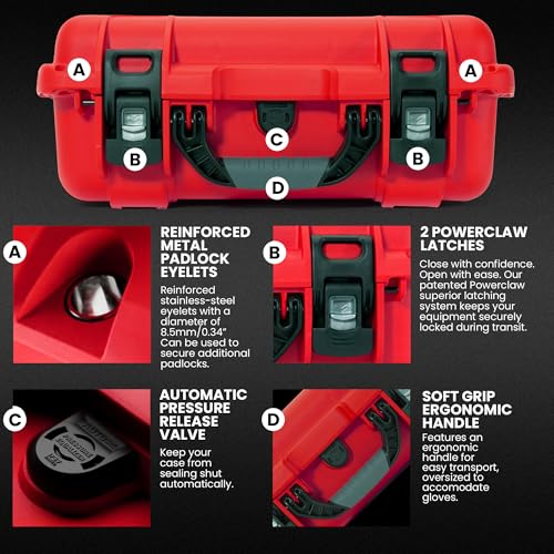 Image of NANUK 920 Waterproof First Aid Box Empty with Lid Organizer & Dividers - Durable Medical First Aid Organizer Case, IP67-Rated, Dustproof, Impact-Resistant, Floats (16.7 inch x 13.4 inch x 6.8 inch) - Red