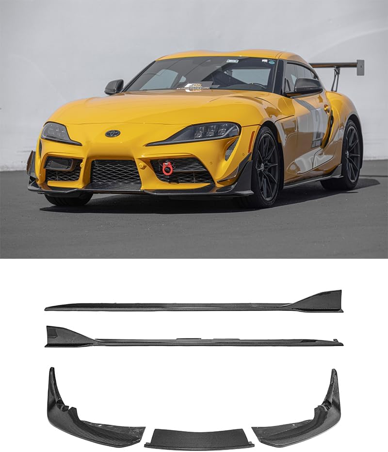 Replacement for 2020-Present Toyota A90 A91 GR Supra | A91 Carbon Fiber Edition Front Bumper Lip Splitter Side Skirts Rocker Pair Aerodynamic Exterior Body Kit