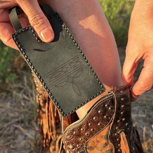 Western Boot Wallet with Snap Strap, Cowboy Boot Wallet Women, Handcrafted Leather Boot Credit Card Holder Case for Women, Small Minimalist Wallets with Snap Fastening (Brown)2
