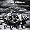 Reloj para Hombre, Cronógrafo de Negocios, Analógico de Cuarzo, Acero Inoxidable 316L, Resistente al Agua 30M, Luminoso, Fecha y Fase Lunar, Casual de Pulsera 8