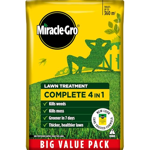 Miracle-Gro Evergreen Complete 4-in-1 Lawn Food, Weed & Moss Control, 360 m2, Yellow