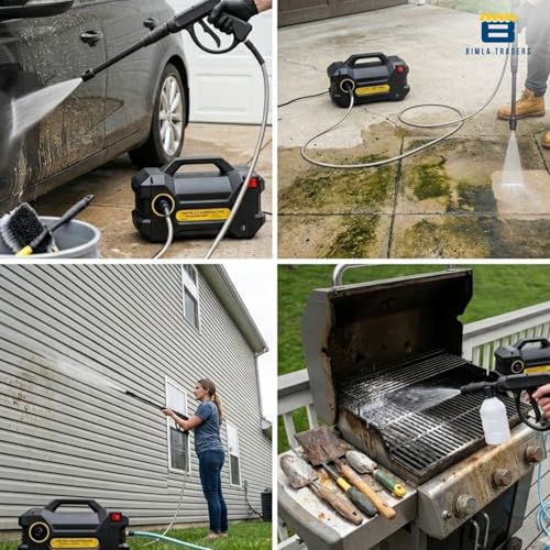 Image of BTAG High Pressure Washer 1700 Watts - 110 Bar Power, Pressure Flow, Long Hose - Portable Water Jet Cleaner for Car, Bike, Home & Garden Cleaning. Pack of 1