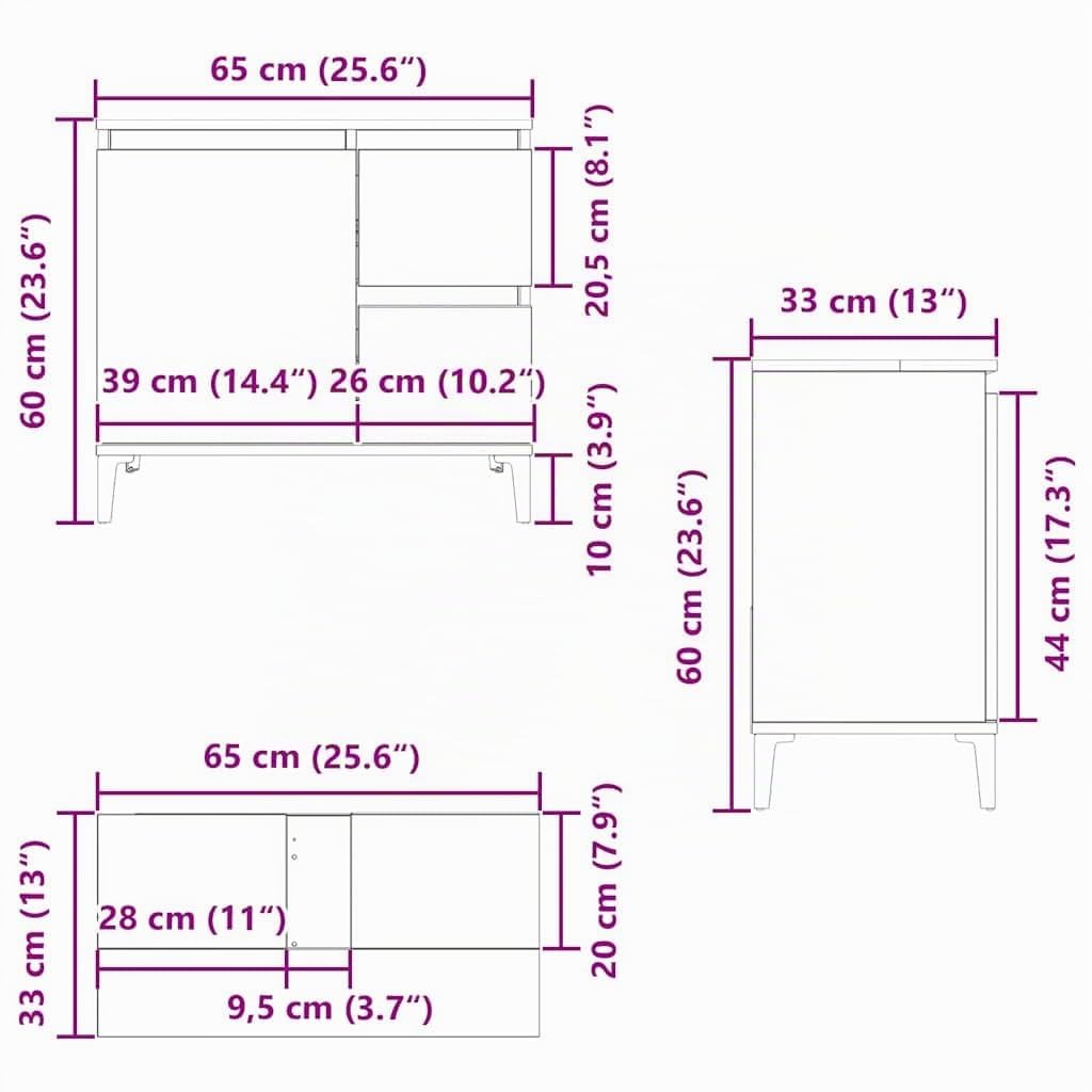 vidaXL Armoire de Salle de Bain, Meuble de Rangement avec Tiroirs et Compartiment, Organisateur de Toilette Maison Intérieur, Chêne Sonoma