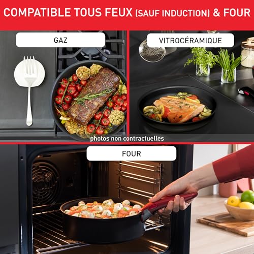 Tefal Ingenio Lot de 7 ustensiles de cuisine, Poêles, Casserole et couvercle hermétique, Éplucheur, Couteau d'office, Poignée amovible, Design empilable, Compatible lave-vaisselle, Essential L1549002 – Image 6