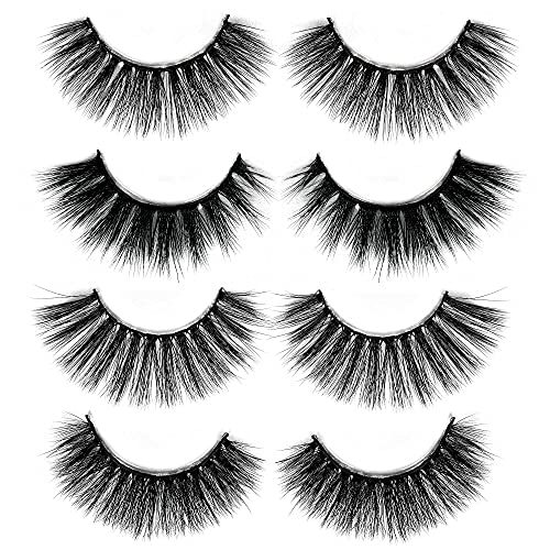 Calphdiar False Eyelashes 3D Natural Fake Lashes Pack Thick Crossed High Volume Eye Lashes with Glitter Lashes Boxes