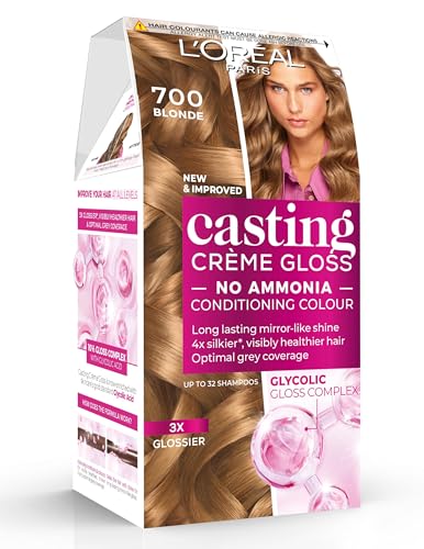 LOréal Paris Casting Crème Gloss Semi-Permanent Hair Dye Radiant & Natural Colour No-ammonia Semi-Permanent Hair Colour Lasts 32 Washes Shade: 700 Blonde