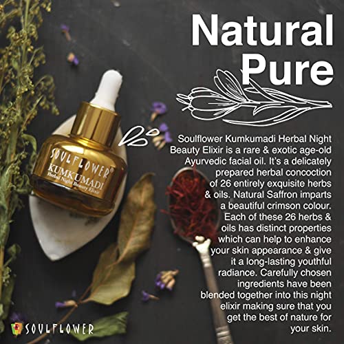 Soulflower Cold Pressed Castor & Rosemary Hair Nourishment Oil Pure & Natural And Kumkumadi Herbal Night Beauty Elixir For Facial Glow, With Precious Oils Of Saffron & Almond #TOP2