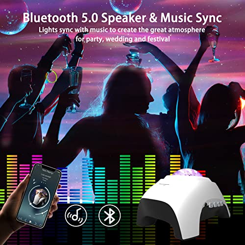 Airivo Star Projector, Galaxy Projector Northern Lights, Aurora Projector & Music Speaker & White Noise, Night Light Projector For Kids Adults, For Bedroom, Room Decor, Party, Ceiling(White) #TOP1