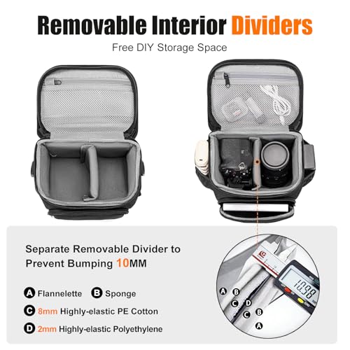 Bolso de cámara tipo bandolera compacto y resistente negro miniatura 4