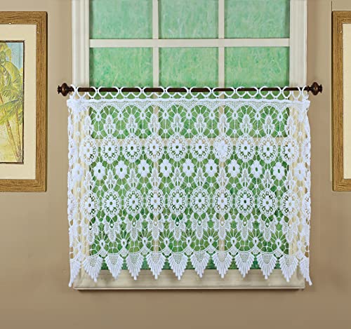 Today's Curtain Medallion Macramé Tier 24",White,35W x 24L