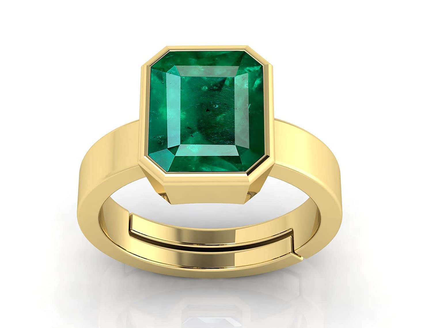 13.25 Ratti Certified Precious Emerald Ring Adjustable Panna Gemstone Gold Plated Ring Astrological Purpose for Men and Women