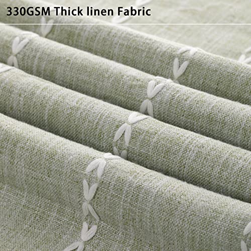Awellife Sage Green Modern Farmhouse Shower Curtain With Tassels, Country Cottage Bathroom Decor Striped Minimal Boho Chic Texture Linen Bohemian Bathroom Shower Curtain Set With Hooks, 72X72 #TOP3