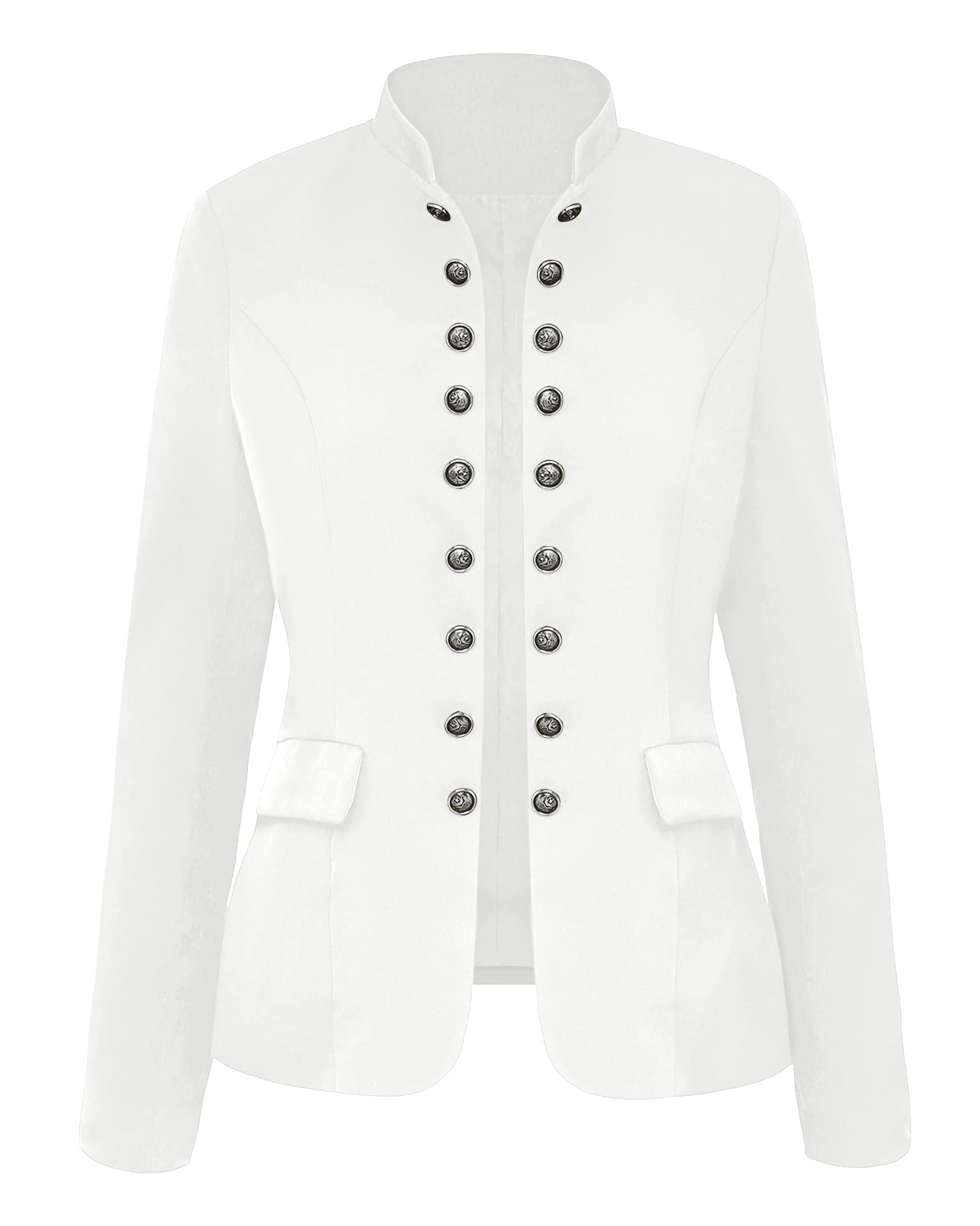 Roskiky Damen Blazer für Frauen, Cardigan, Freizeit Business Jacke, mit Taschen, Deko Knöpfe vorne