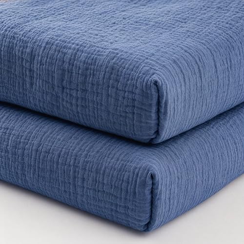 Image of Newton Baby Deluxe Crib Sheet, Evening Blue | Ultra-Soft Breathable Organic Cotton, Fitted, Thicker & Softer Design, Machine Washable