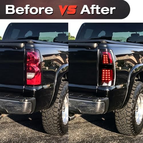 Image of EOMD DOT Approved LED Tail Light Assembly, Clear Lens, Smoked Housing | Compatible With 1999-2006 Chevy Silverado 1500 2500, Compatible With 1999-2002 GMC Sierra 1500 2500 3500, Rear Lamp