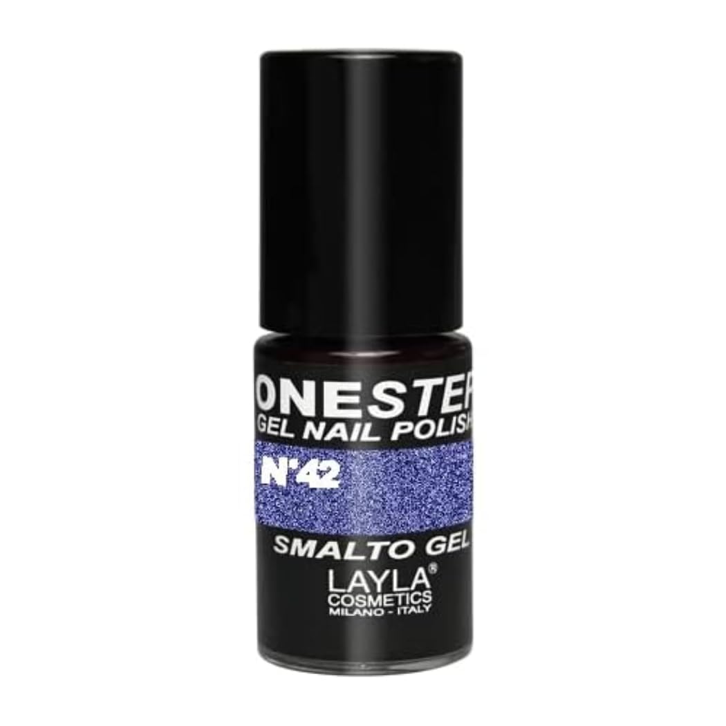 LAYLA ONE STEP Smalto Semipermanente in Gel 3-​in-​1 Veloce e Facile Applicazione Durata 3 Settimane Alta Pigmentazione Senza Strato di Dispersione 5ML Layla Cosmetics N.42 MOON STARS (Blu)