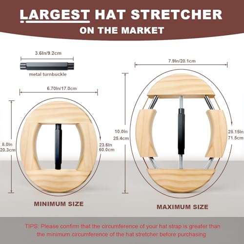 Image of Hat Stretcher, Oval Hat Stretchers for Men Fitted Hats, Cowboy Hat Jack