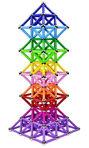 Beicarin 150 Pcs Magnetic Building Sticks Blocks Toys, Magnet Educational Toys Magnetic Blocks Sticks Stacking Toys Set for Kids and Adult, Building Toy 3D Non-Magnetic Balls with Storage Bag