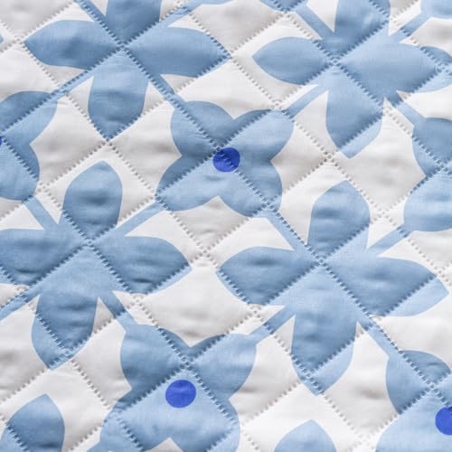 Image of House of Quirk 'Mughal Series' Anti-Slip Sofa Cover Mat with Pocket | Polyester Couch Protector for Pets, Kids & Spills (Indigo Motif, 180x210cm, Four Seater)