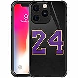 Goodsprout Compatible with iPhone 14 Case,Black 24 Jersey Purple Yellow Amazing Pattern Design Shockproof Anti-Scratch Hard PC Back Case for iPhone 14