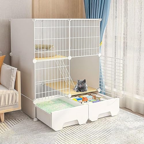 Cage pour chat d'intérieur modulable en fil métallique