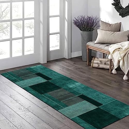 Tapis de couloir lavable long vert noir en polyester de 110x500cm pour cuisine et salon - 4