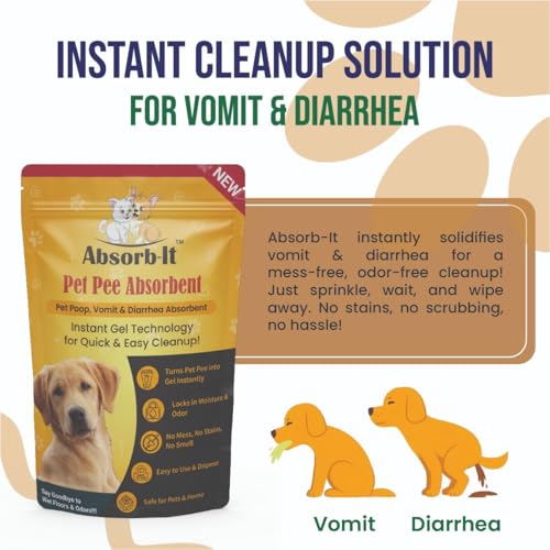 Image of Absorb-It Pet Pee Absorbent Powder - Instant Gel Technology for Pet Poop |Quick and Easy Hygienic Waste Absorption for Dogs & Cats (Multi-Purpose Odor Control Formula) | 200 Gram Pack of 6
