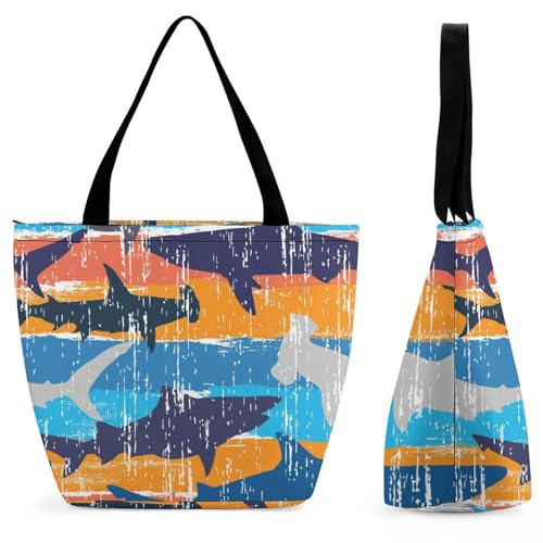 Sac à main requin 28.5x18x32.5cm à grande capacité de rangement pour femme
