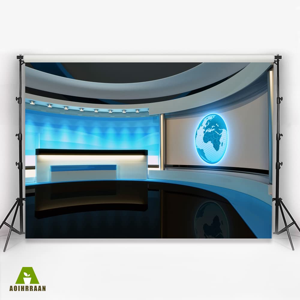 Aoihrraan 3,5x2,5m Notizie Trasmissione Sala Sfondo Interno Notizie globali Reportage Schermo Tavolo anteriore Show televisivo Fotografia Sfondo Conferenza d'affari Ritratto per adulti Foto Prop
