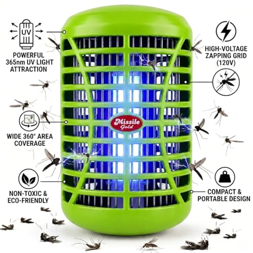 Image of Electric Mosquito Killer Lamp with Shock Grid | UV Light Insect Trap for Mosquitoes & Flying Bugs | Indoor Night Lamp for Home, Bedroom, Kitchen & Office | (Blue, Red, Green) (Green)