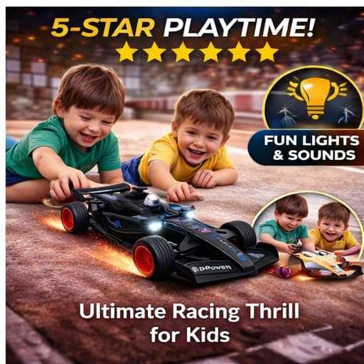 Image of PLUSPOINT Formula1 Friction Powered Race Car Toy for Kids, F1 Car with Light and Sound Push and Go F1 Racing Speed Vehicle for Toddlers, Kids,Boys & Girls