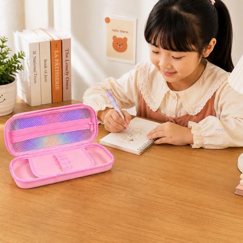 Image of WISHKEY Pencil Box for Kids Cute Cartoon Hardtop Pencil Case with Zipper Large Capacity Stationery Organizer Box for School Boys & Girls Durable Waterproof Pencil Pouch Random Design /Color