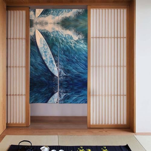 WZYWHJ Skateboard in The Waves Printed Curtains - Versatile Room Dividers for Home, Office, Kitchen, Bathroom - Stylish and Functional Curtain 34 x 56 in