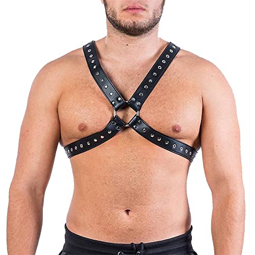 Image of Goobester Leather Chest Harness Men Adjustable Body Bondage Harness Belts