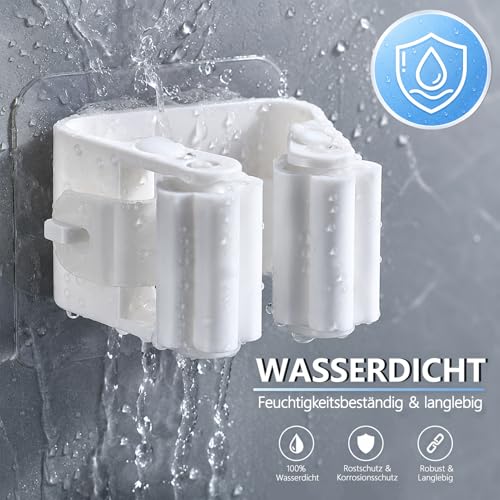 WENRENMK 4 Stück Besenhalterung Wand Selbstklebend, Besenhalterung Wand Ohne Bohren, Wandhalterung Besen, Besen Halterung, Geeignet für Besenstiel, Küche, Bad, Garten, Garage