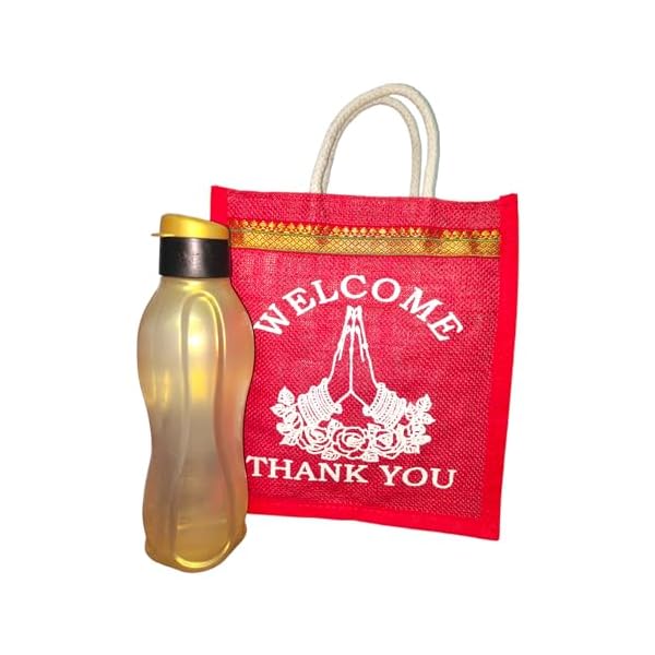Anumala® Jute Bags with Contrast Welcome and Kolam print | Thamboolam and Jute Bags Wedding Return Gifts| Birthday Return Gifts| Event Return gifts Bag| Multicolor (11x10x4) inches. - Image 4