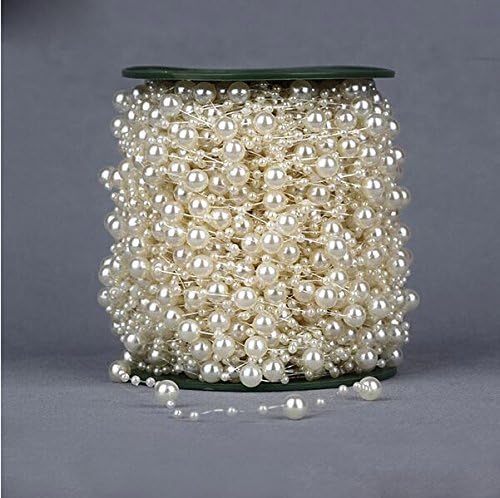 Worldoor 200 Feet Roll Ivory Pearl String Party Garland Wedding Centerpieces Bridal Bouquet Decoration Ivory Pearl Garland Beads Garland Wedding