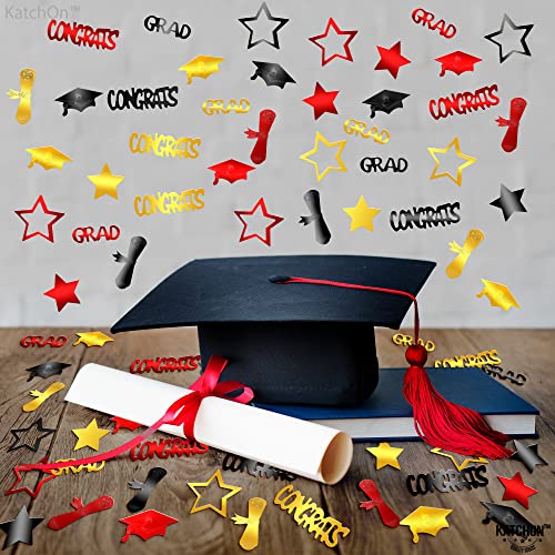 Image of Graduation Decorations 2026, Shiny Congrats Grad Confetti 2026 - Pack of 1300 | Black, Red and Gold Graduation Confetti Class of 2026, | Class of 2026 Decorations, KatchOn