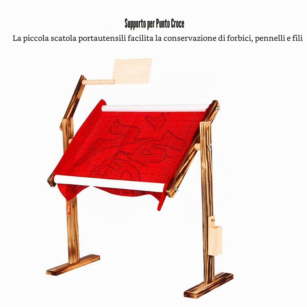 Supporto di ricamo in legno antico, supporto per punto croce con altezza regolabile, supporto per ricamo per amanti del lavoro manuale e artisti, accessori per cucito, accessori per artigianato
