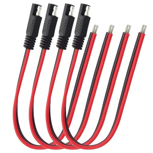 4-Pack 1ft 14AWG SAE Connector Quick Disconnect Plug Extension Cable for Automotive, RV, Motorcycle, Cars, Tractor, Solar Panel