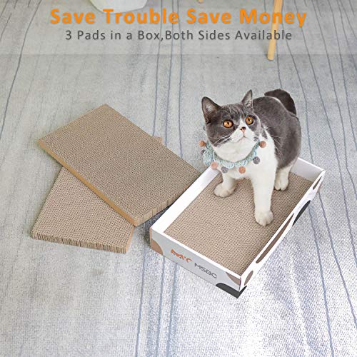Comsaf Durable Cat Scratcher Cardboard Refill, Cat Scratch Pad, 3 In 1 Recyclable Corrugated Scratcher, Reversible Scratch Box, Scratcher Lounge For Furniture Protection, Cat Training Toy #TOP1