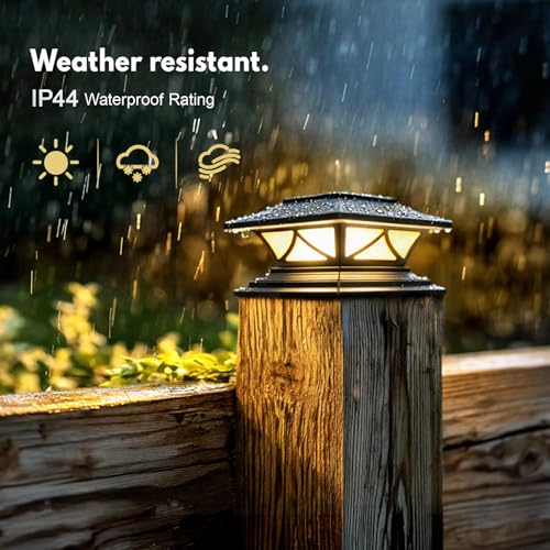 PASAMIC 6 Pack Solar Post Cap Lights, Waterproof Outdoor Lights for 4x4 5x5 6x6 Wood Posts, Fence Post Solar Lights with 2 Color Modes for Garden, Deck, Patio, Porch, Fence - Image 7