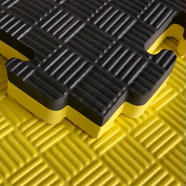 Tatami Puzzle 100x100x4 cm Set 10 Pezzi Nero/Giallo | Pavimento Palestra Antitrauma per MMA, Judo e Arti Marziali